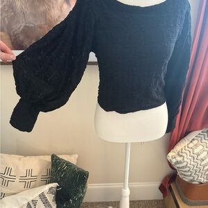 NEW 🖤 Free People Black Textured Blouse